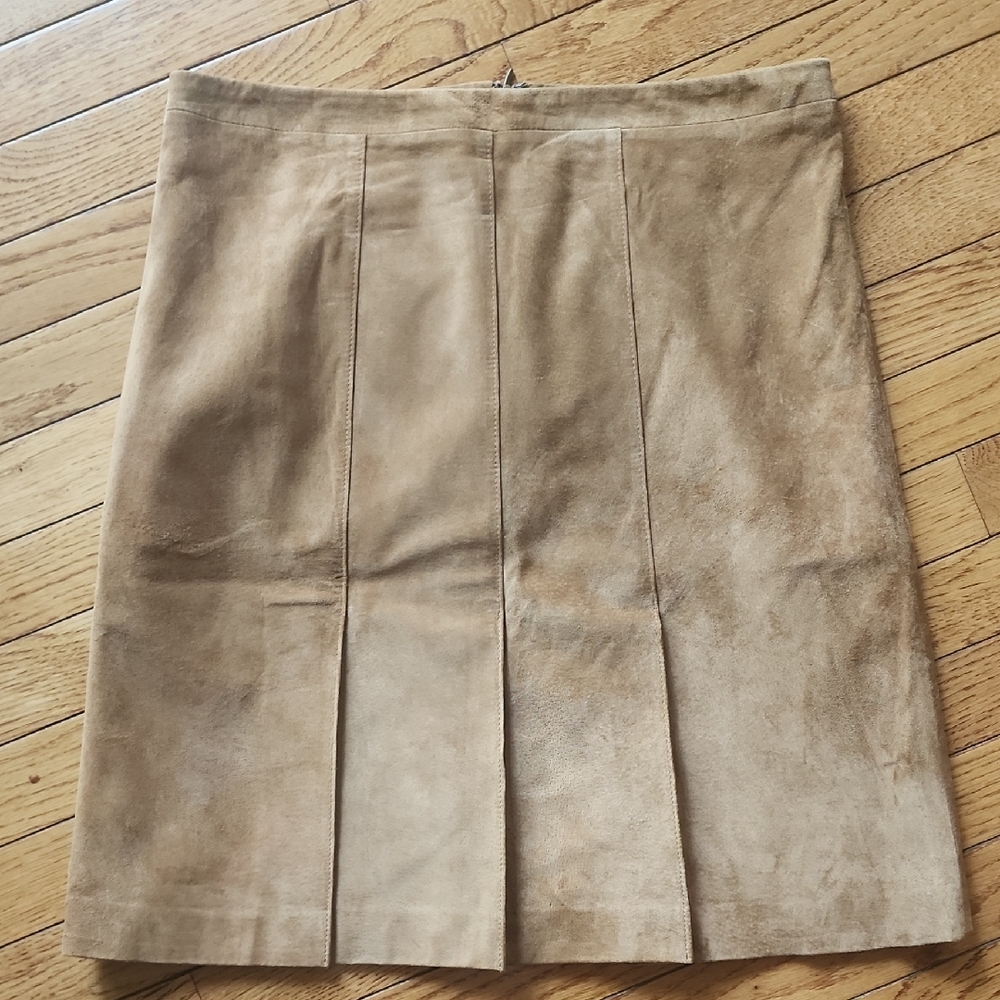 LOFT Tan Pleated Mini Skirt for Casual Wear
